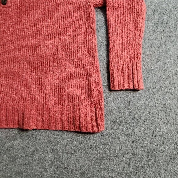 American Eagle Red Jegging Sweater Size Small Relaxed Fit Chunky Knit 1/4 Button - Picture 6 of 11